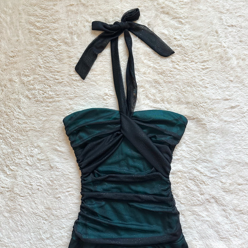 1990's emerald glow gown