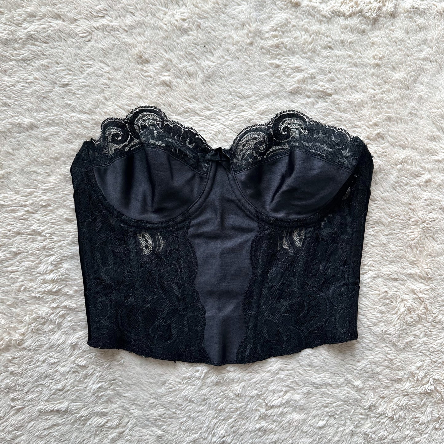 1970 black backless corset bustier