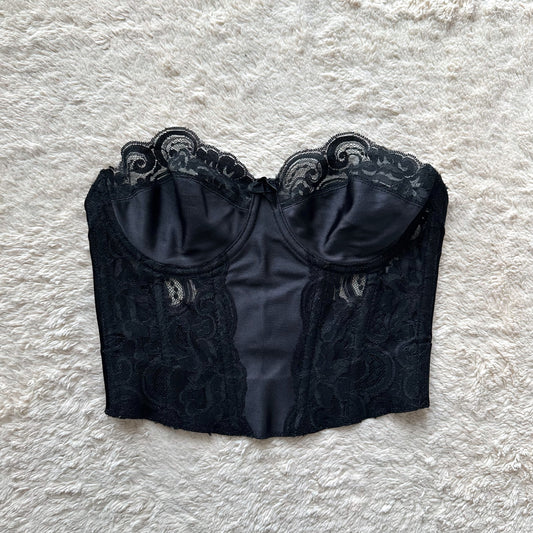 1970 black backless corset bustier