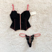 2000's noir rose bustier set