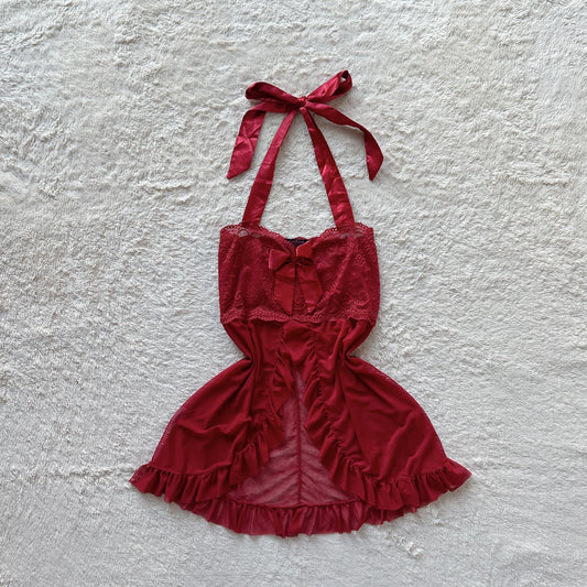 avidlove flirty red bow slip dress