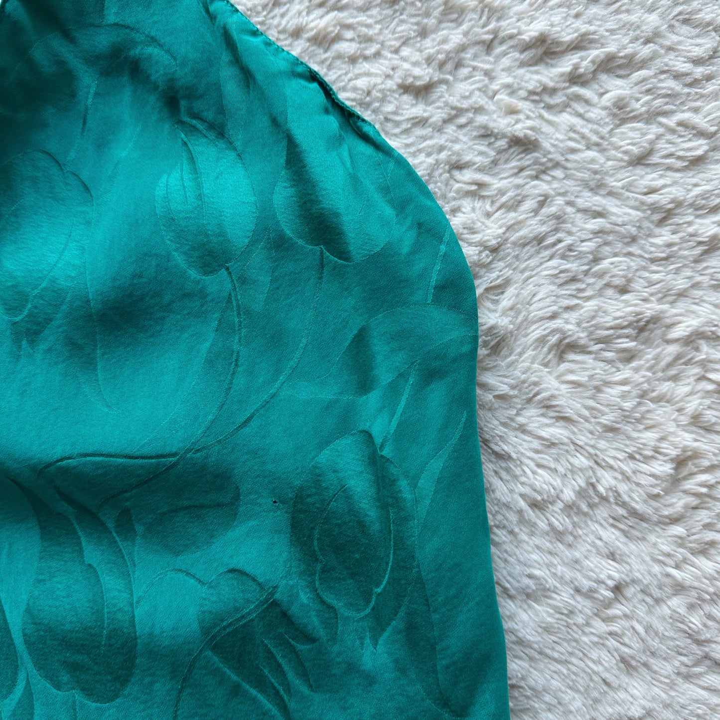 1980's emerald green 100% silk petal slip dress