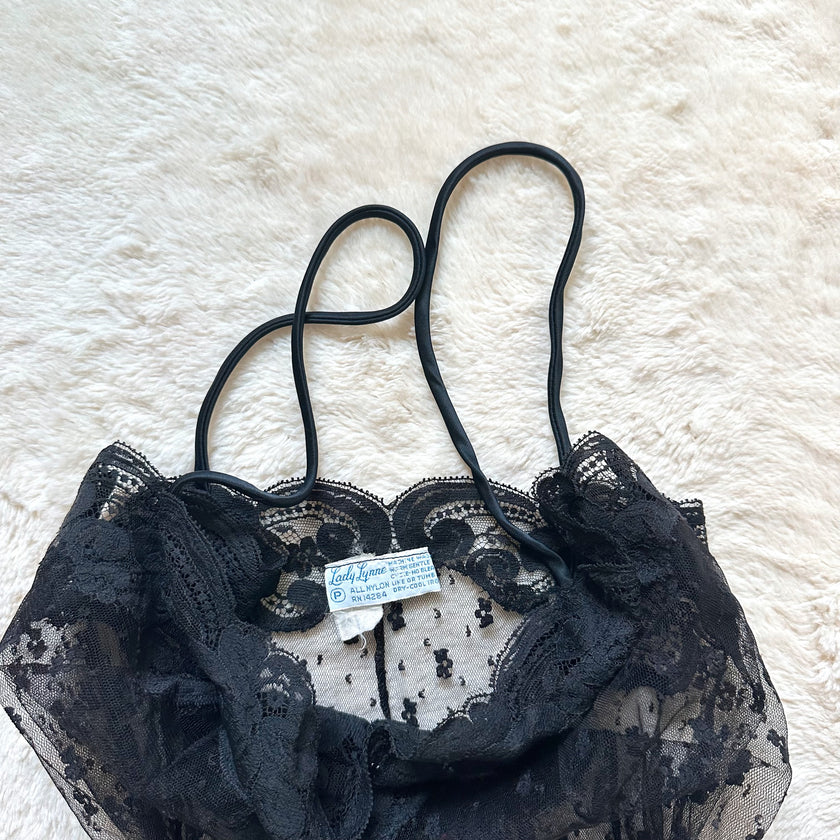 1990's obsidian lace slip dress