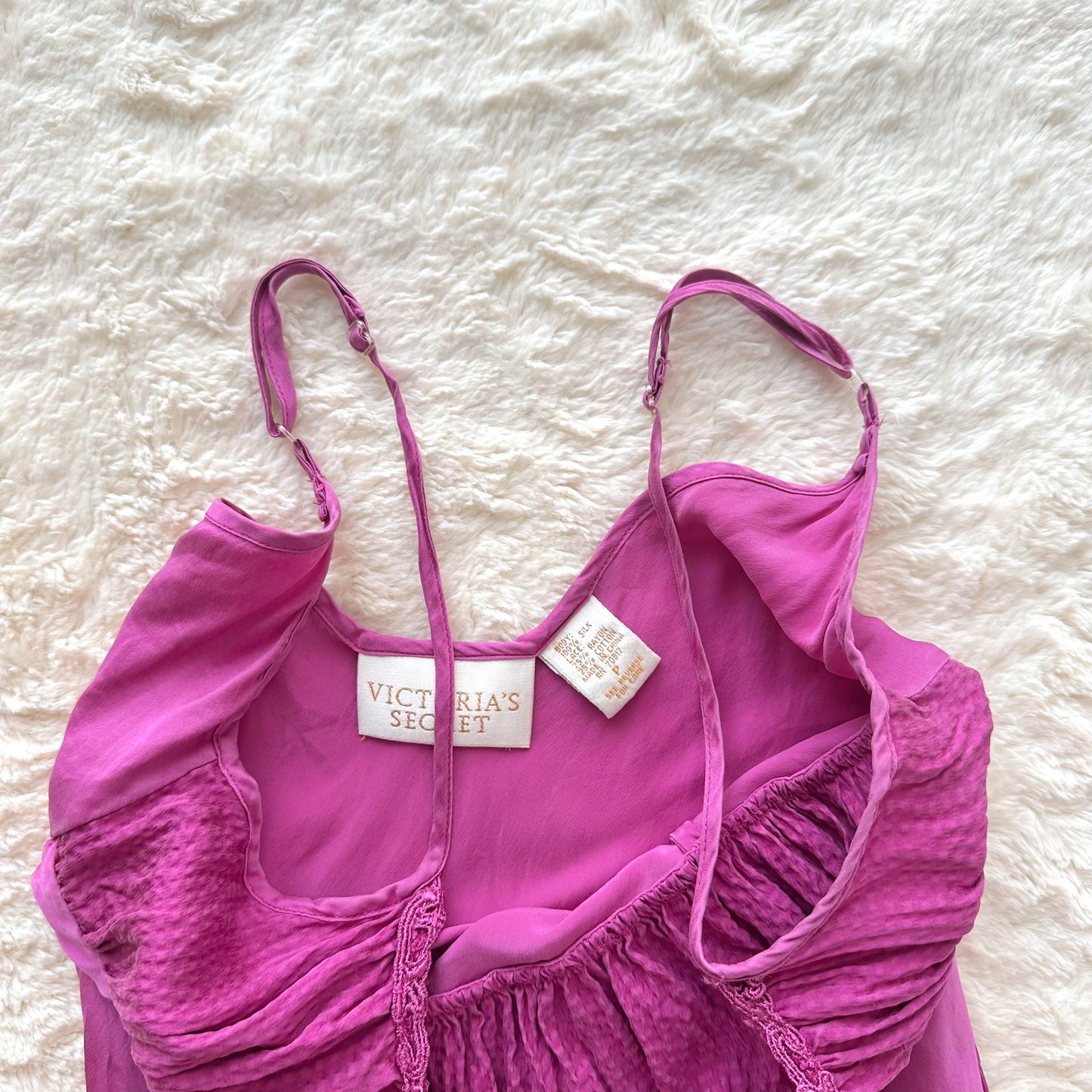 1980's 100% silk fuchsia milkmaid slip dress