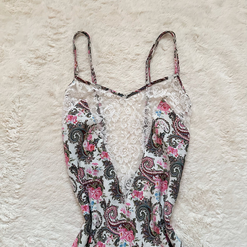 1980's tea party floral slip dress