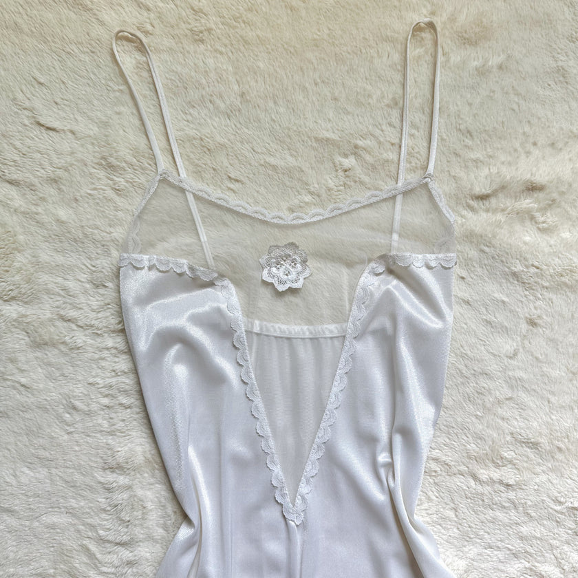 1980's ivory sonata slip dress