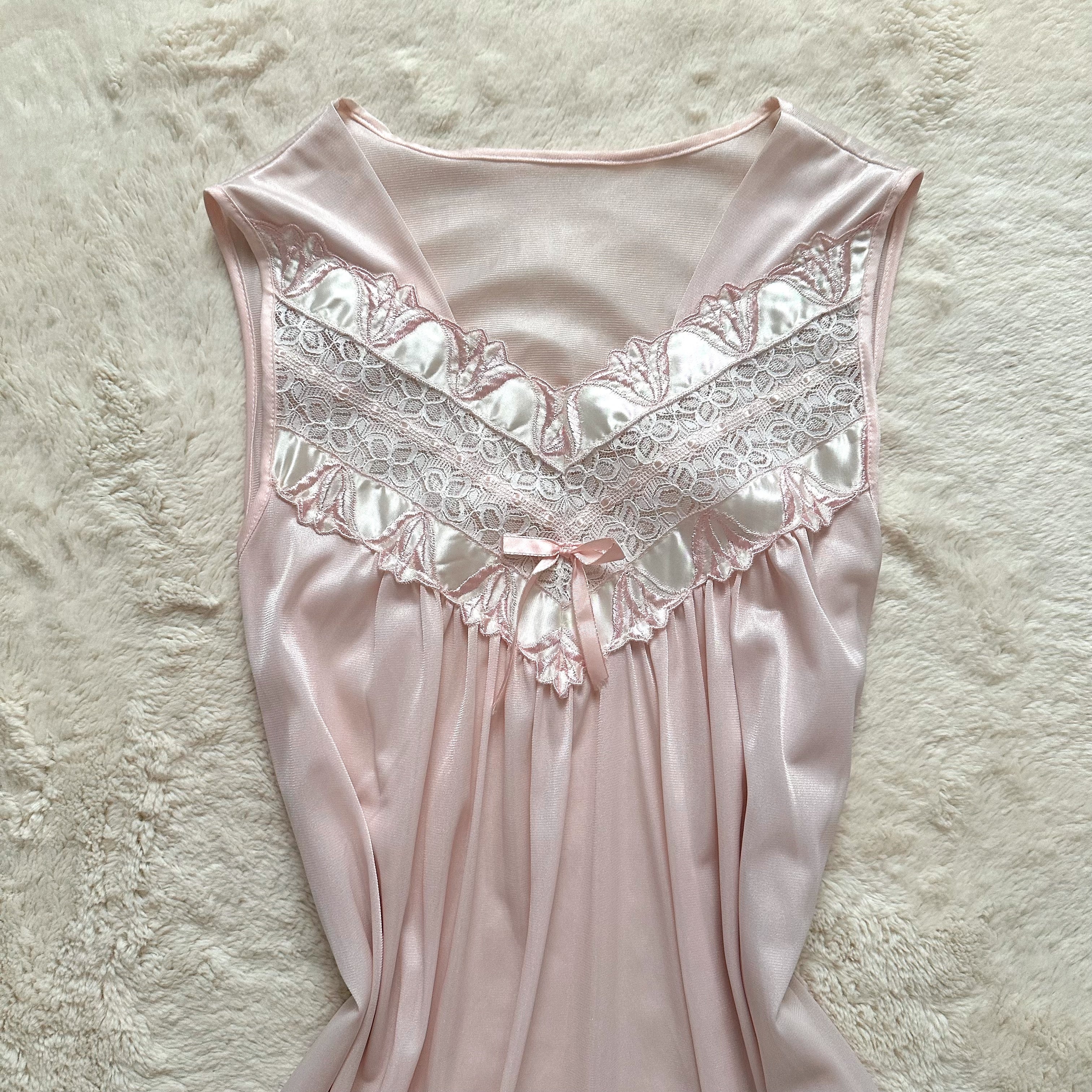 1980's pale swan slip dress