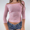 2000's pink shimmer boat neck top