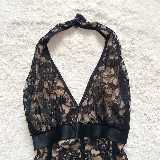 1990's espresso bloom halter top