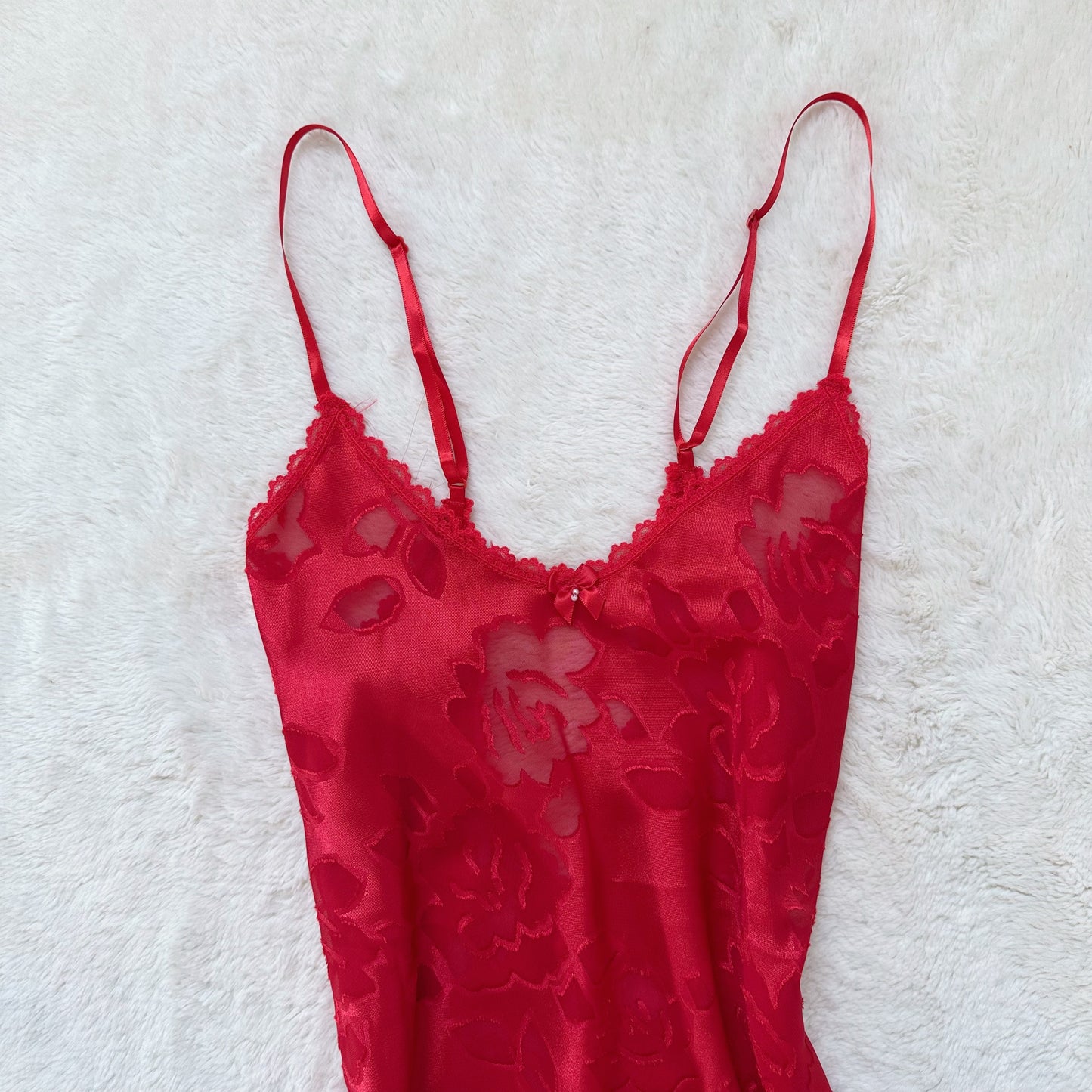 one of one - handmade ruby floral slip dress