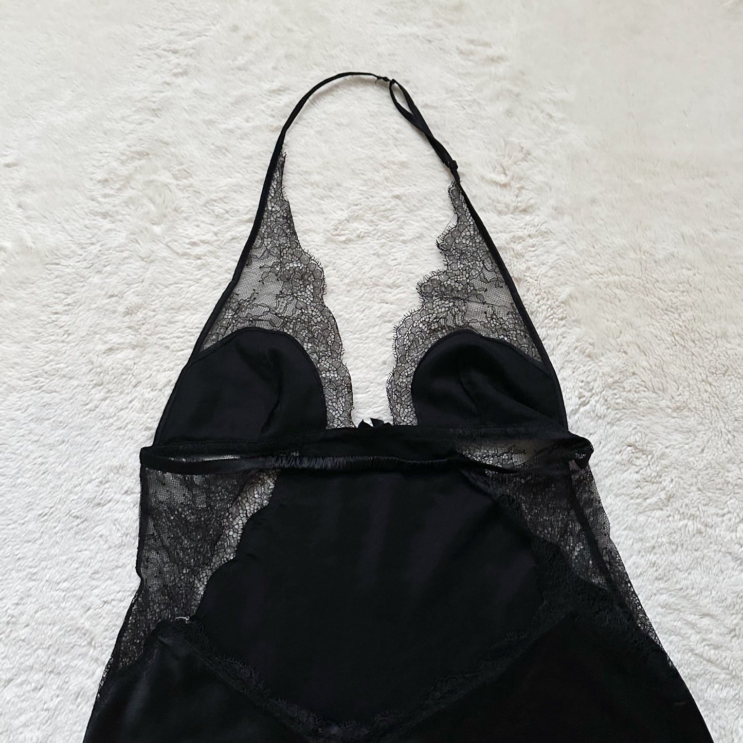 2013 black satin lace halter slip dress