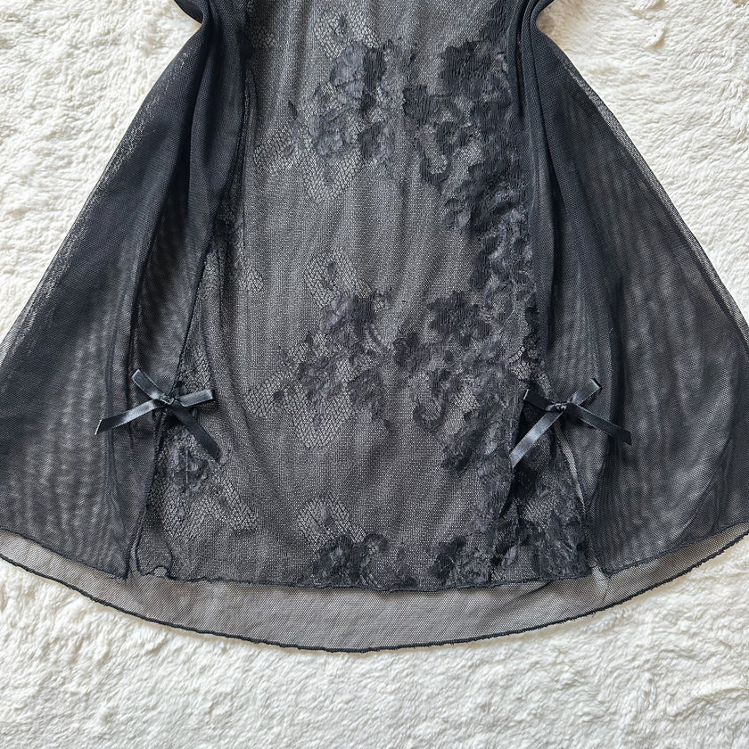 2000's velour petal slip dress