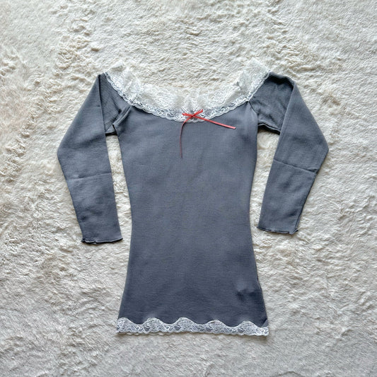 japanese brand grey ribbed longsleeve