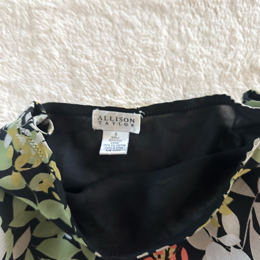 2000's fallen garden midi skirt - 100% silk