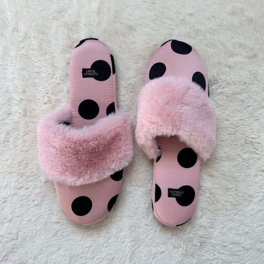 2019 fluffy polka dot snowball slippers