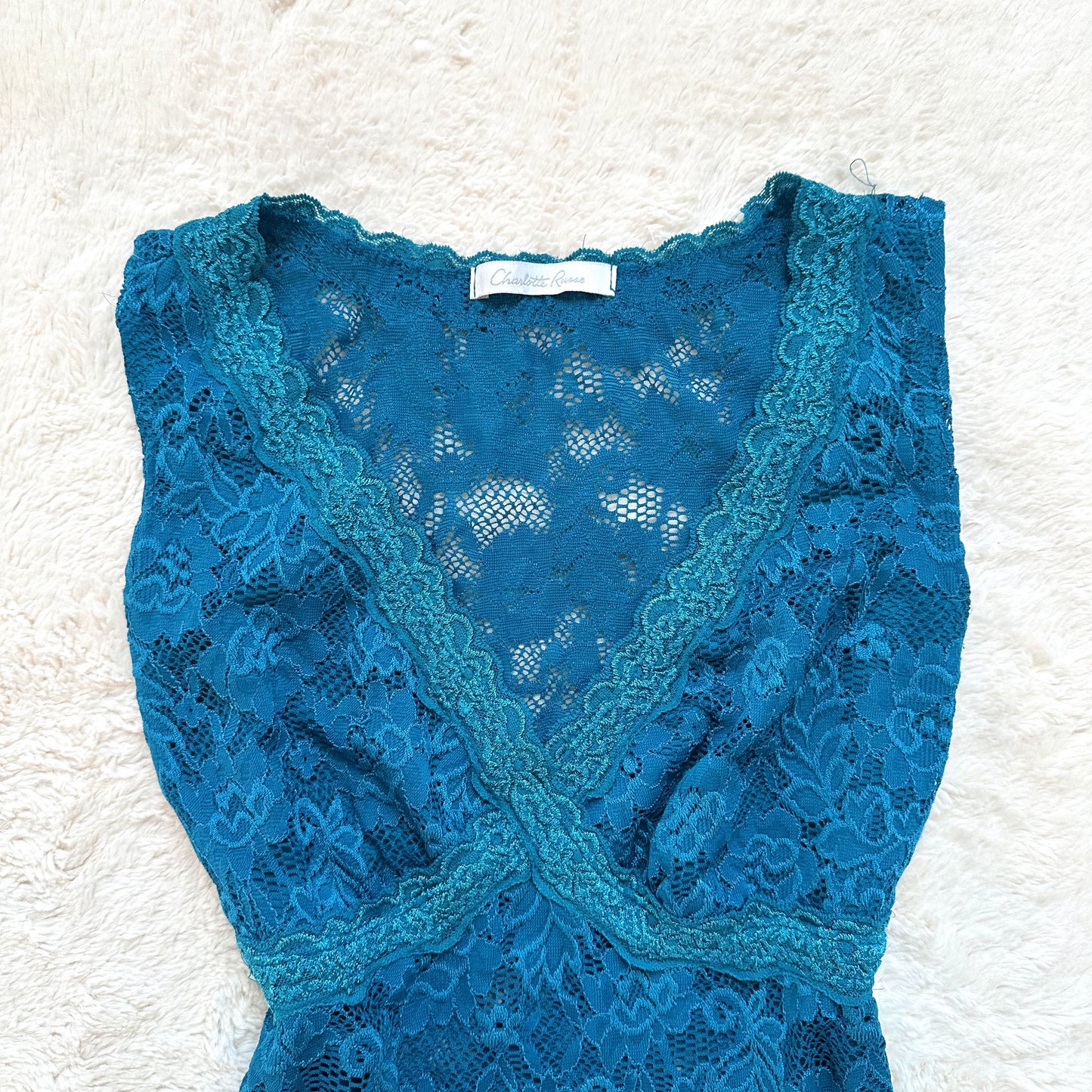 2000's sapphire lace blouse