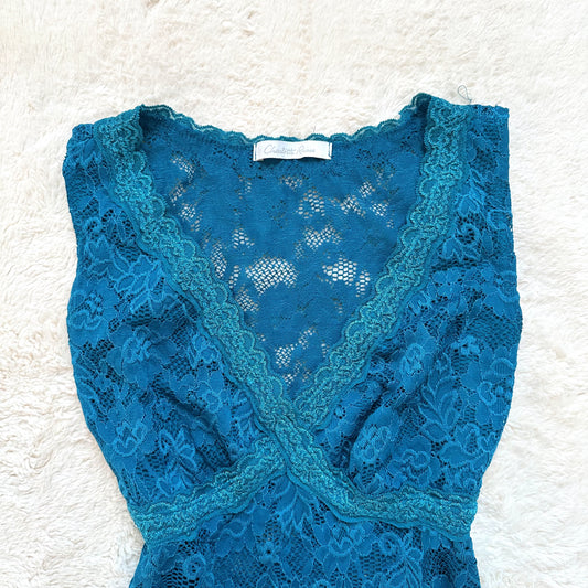 2000's sapphire lace blouse