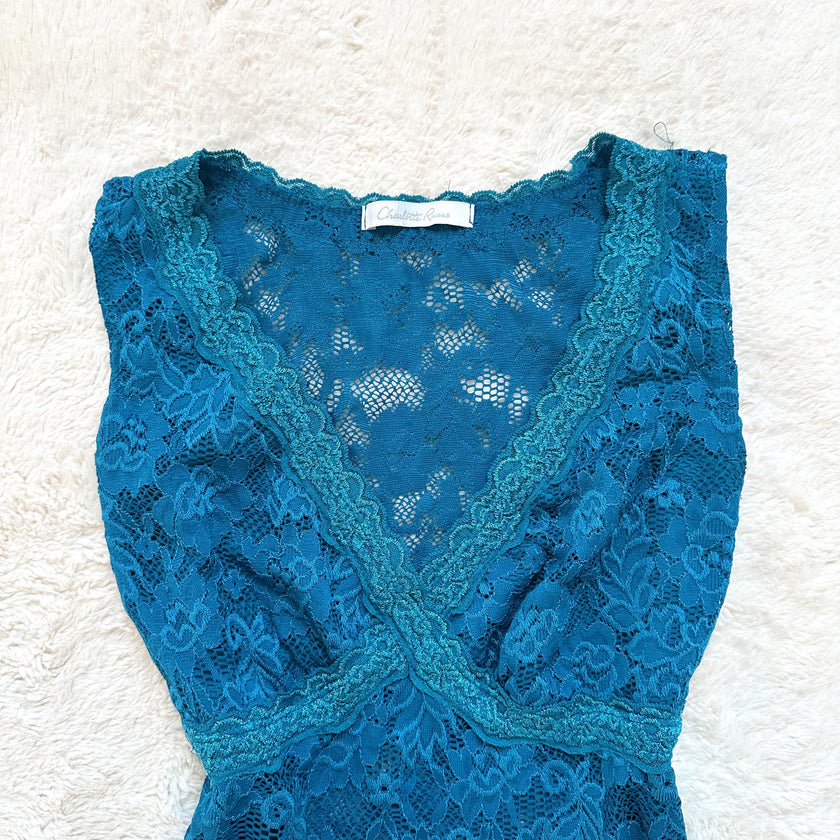 2000's sapphire lace blouse