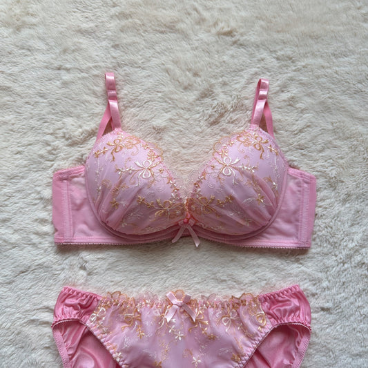 japanese brand ribbon bra + panty set