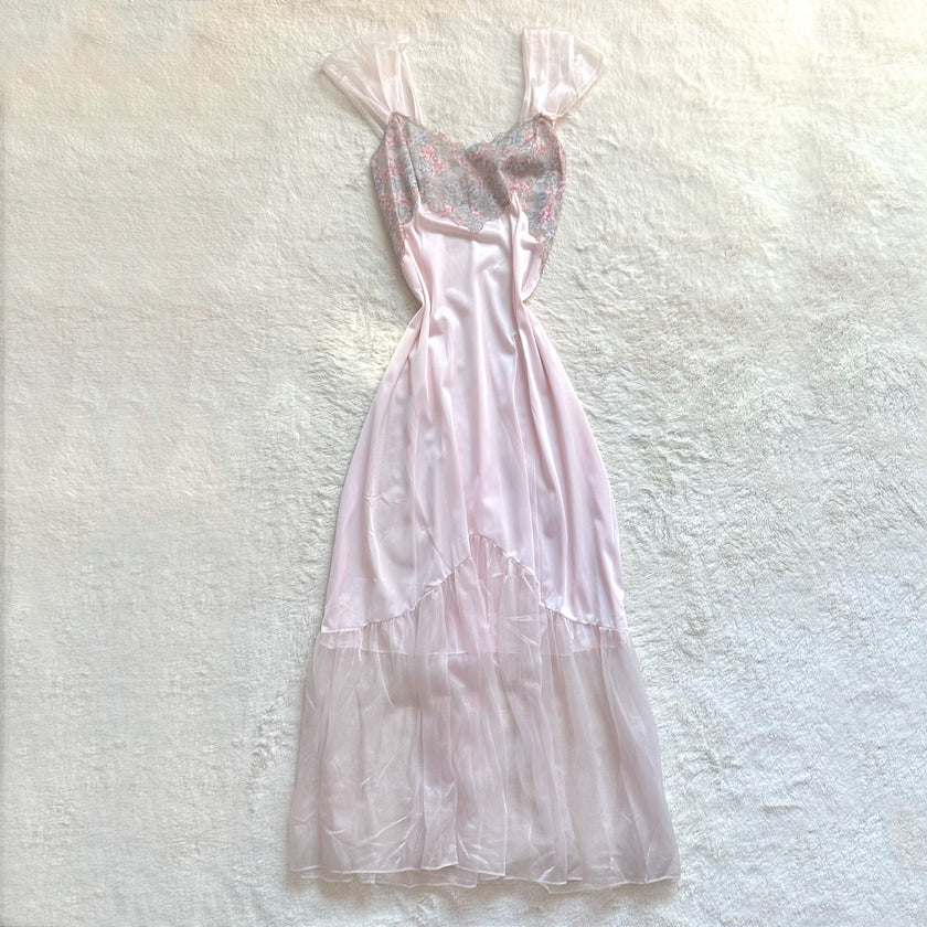 1980's rosewater lace negligee