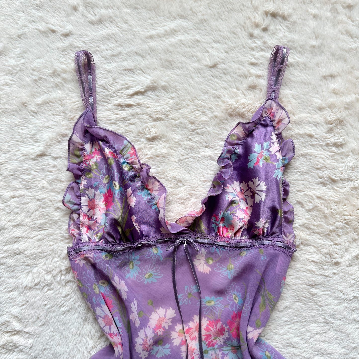 2004 lavender blossom babydoll slip dress