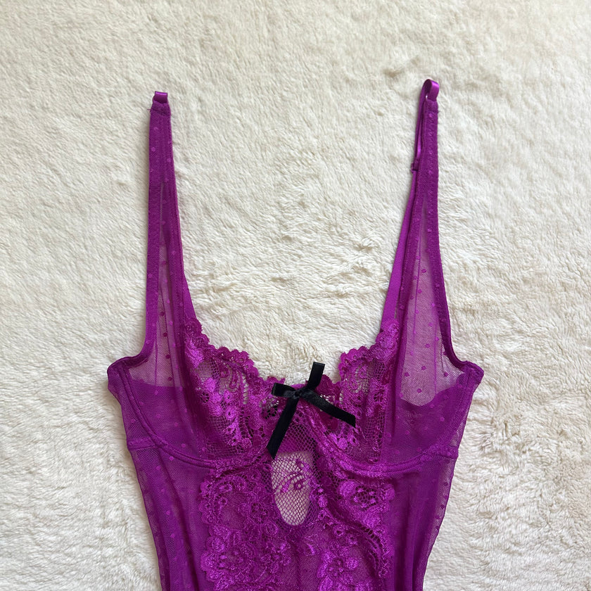 2000's bold berry garter slip dress