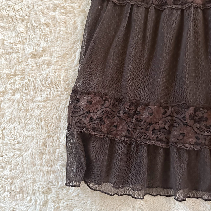2000's espresso ribbon halter dress