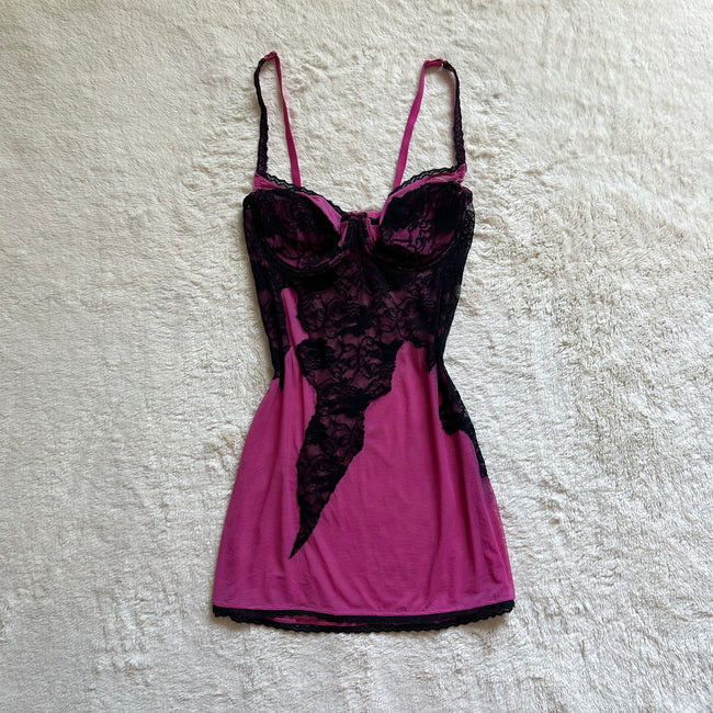 2000's magenta noir slip dress