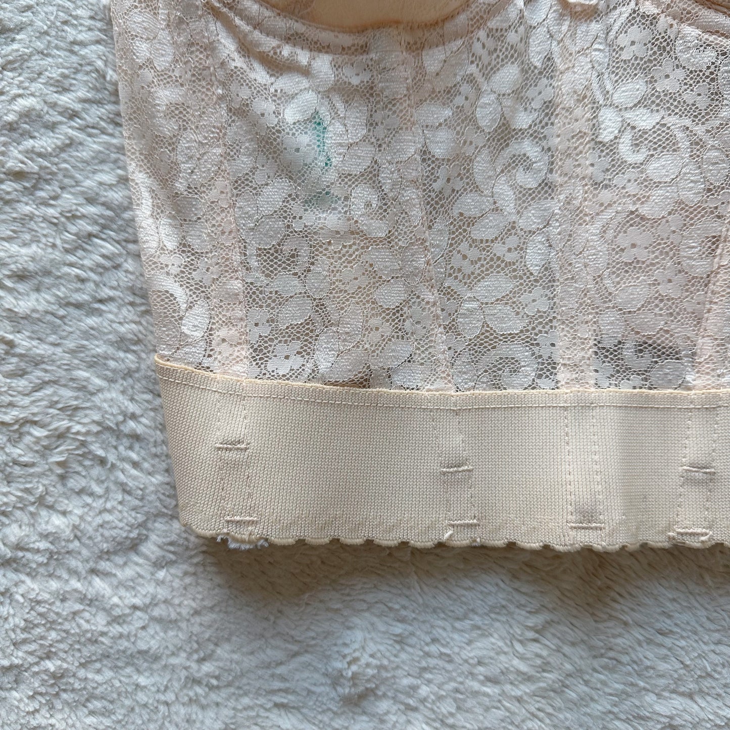 1980's cream lace cropped corset top