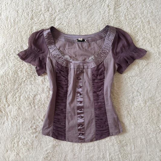1990's twilight mauve milkmaid top