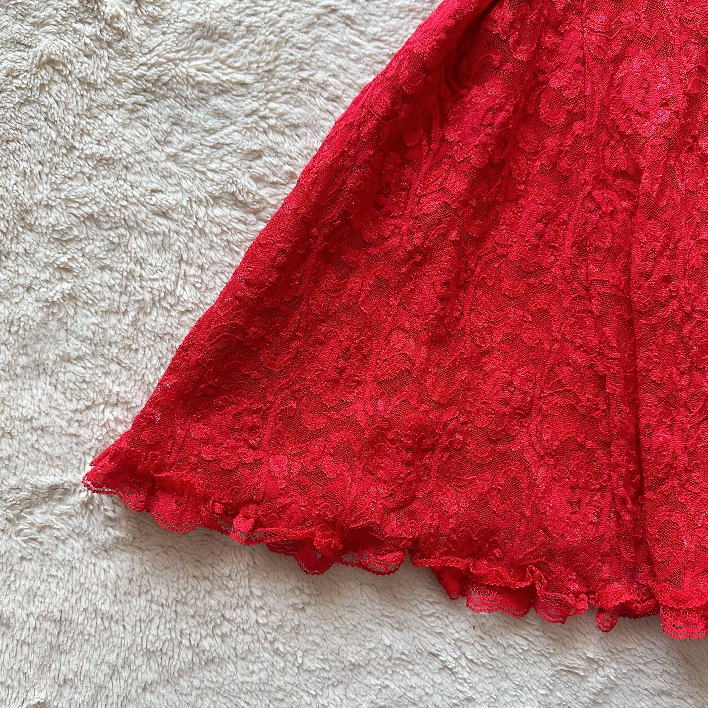 1990's flirty red lace slip dress