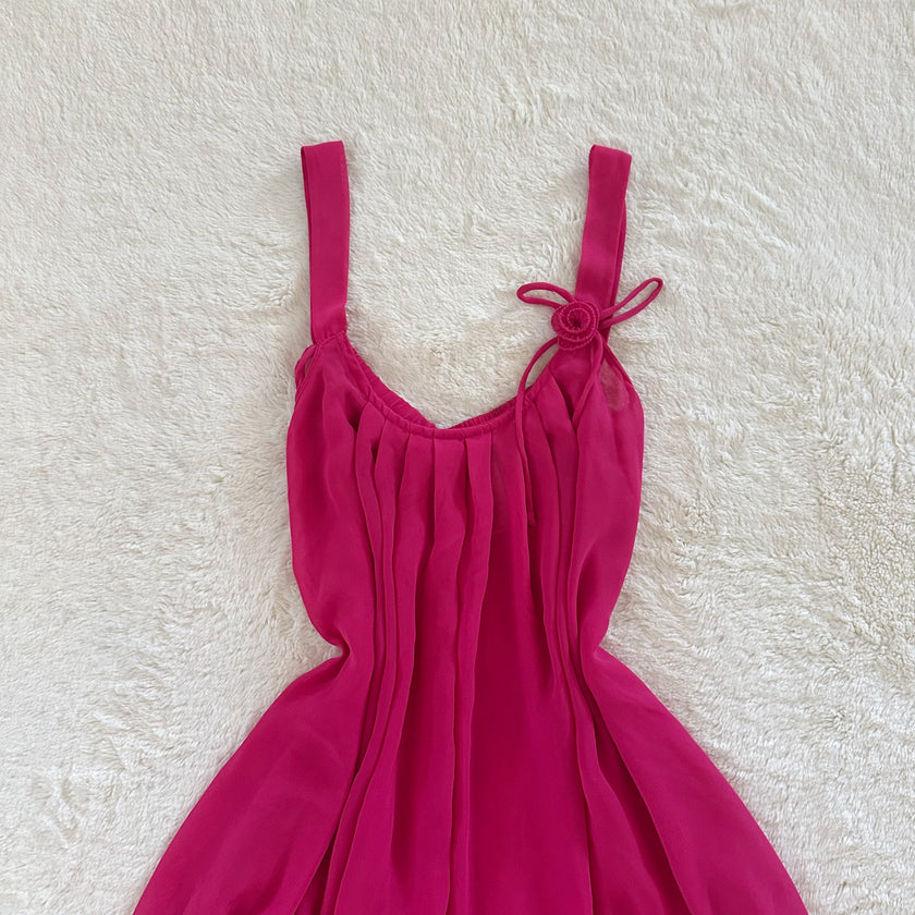 2000's ruffle rose babydoll slip dress