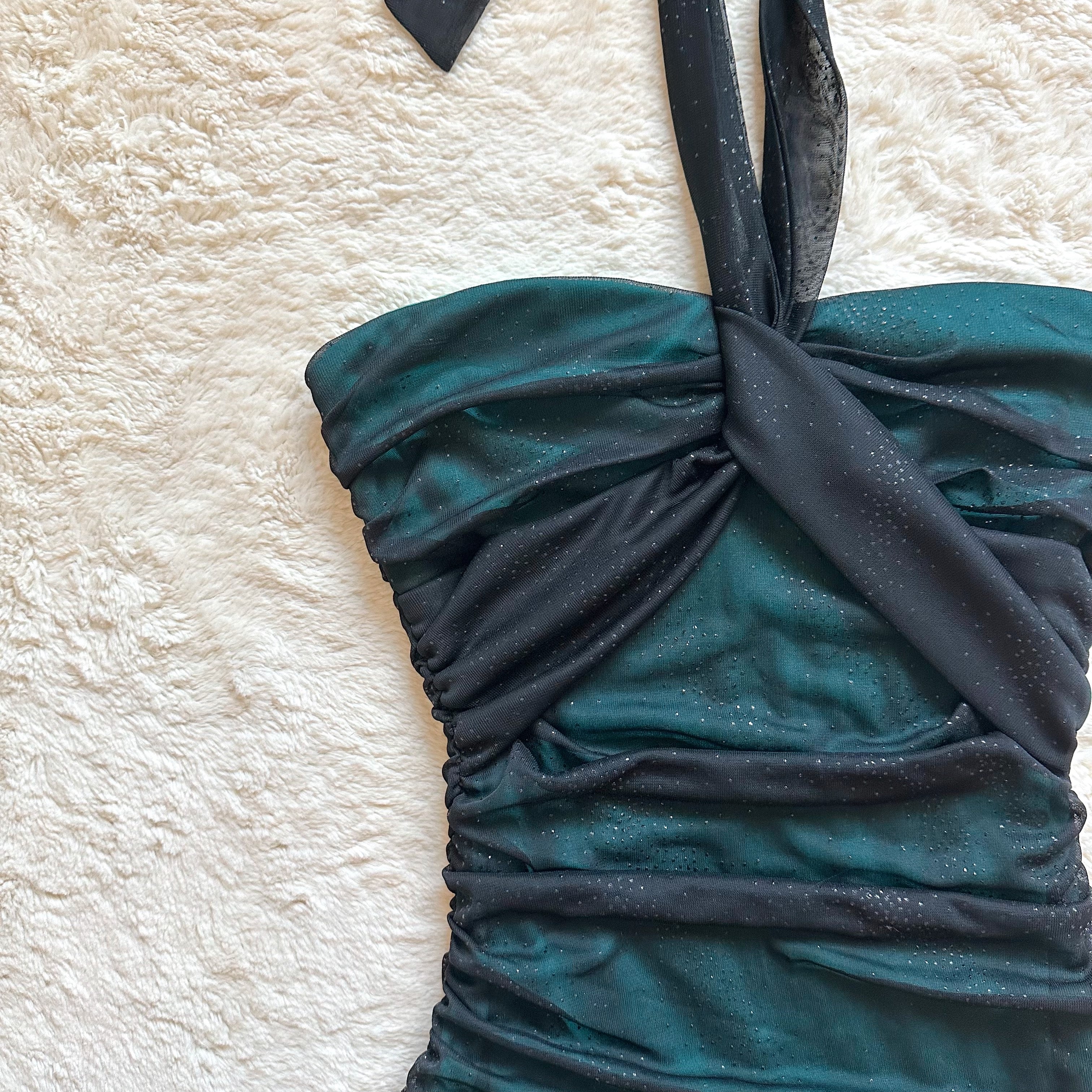 1990's emerald glow gown