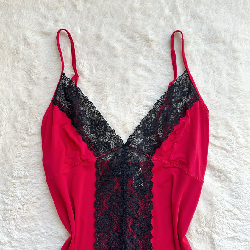 2000's crimson petal slip dress