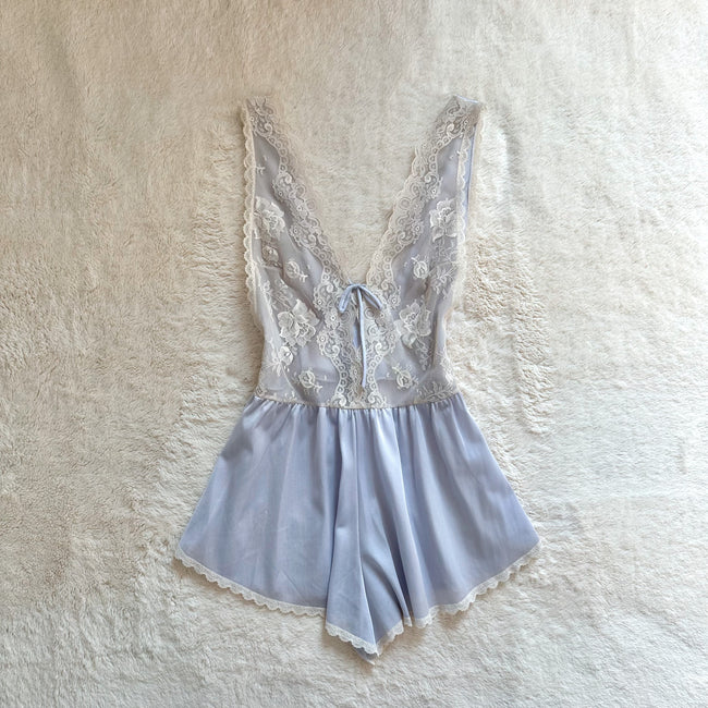 1980's porcelain periwinkle playsuit