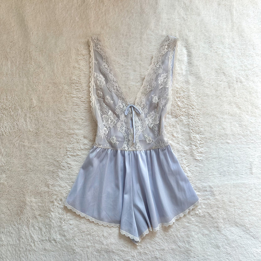 1980's porcelain periwinkle playsuit