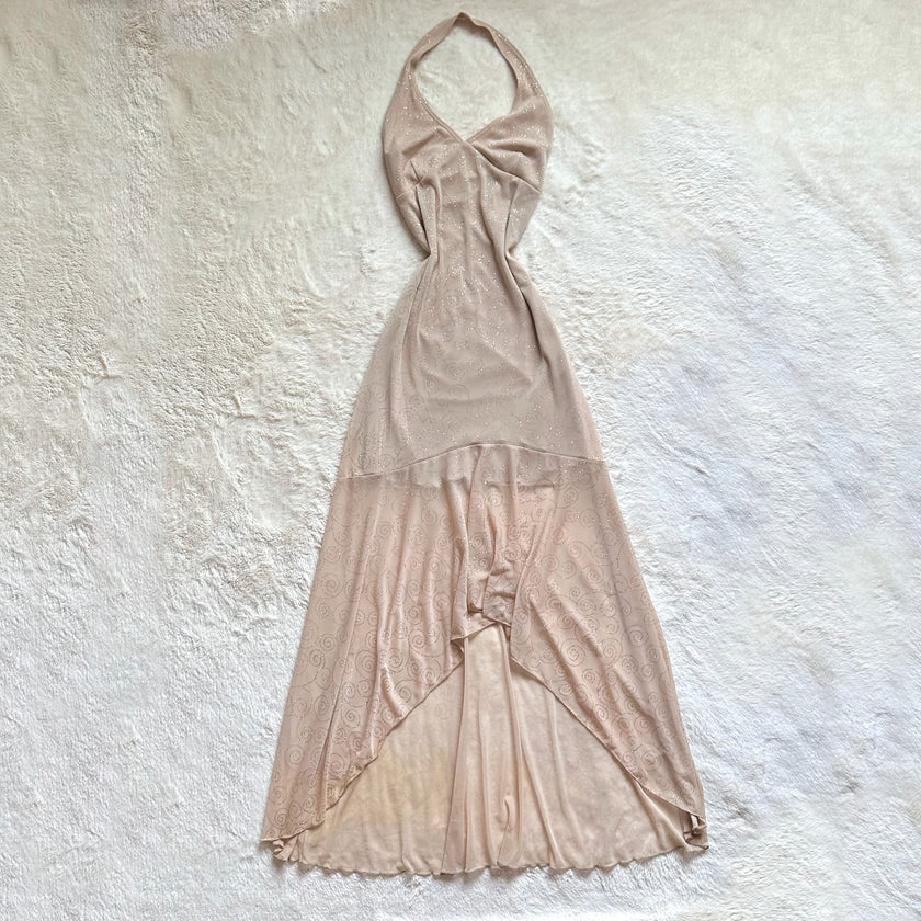 1990's golden champagne gown