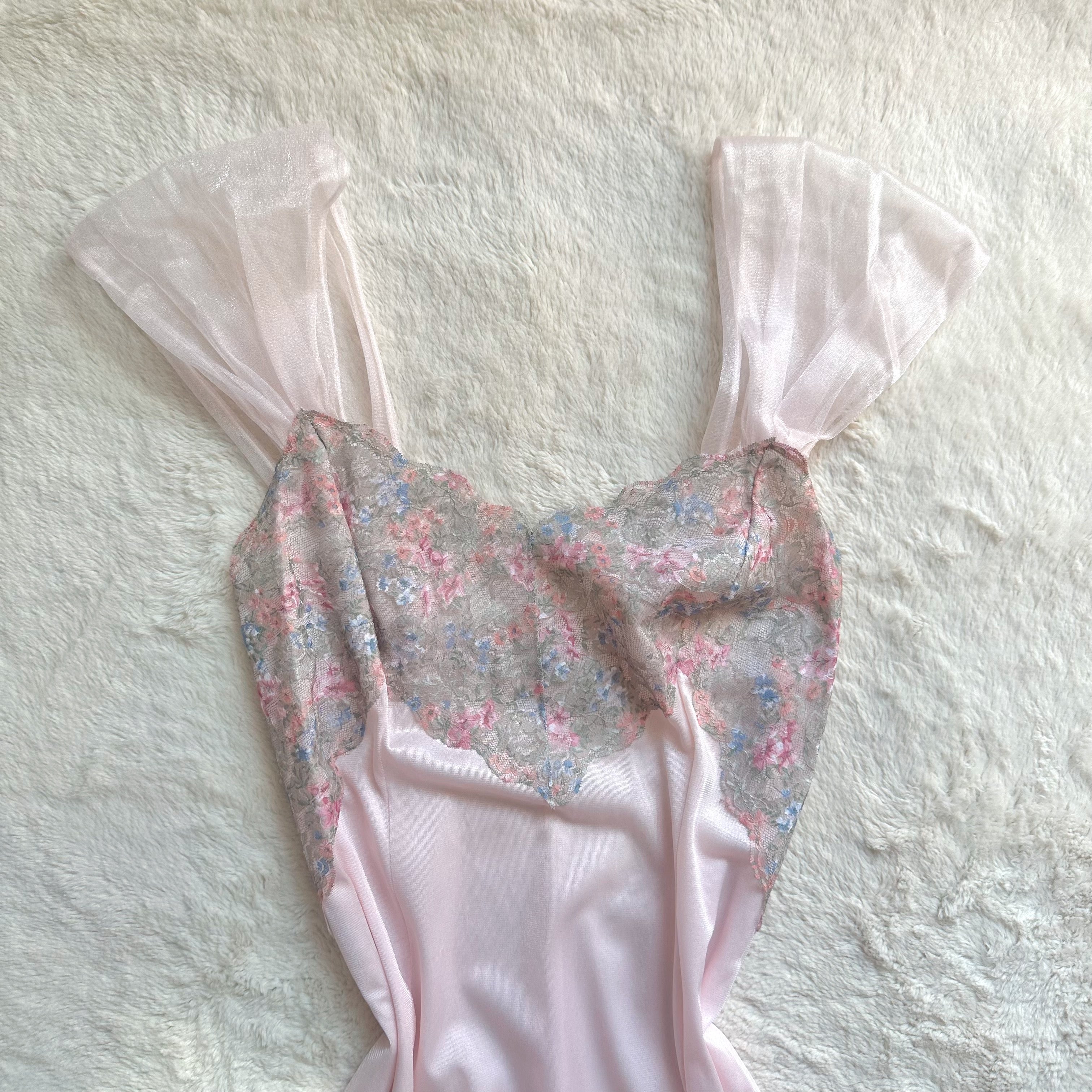 1980's rosewater lace negligee