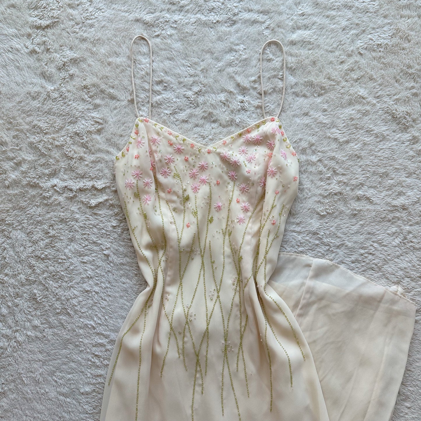 1990's pale yellow garden gown