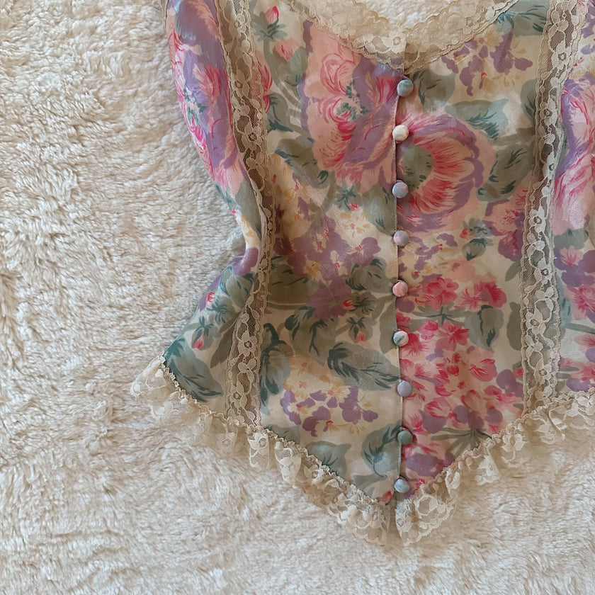 1980's watercolor floral camisole