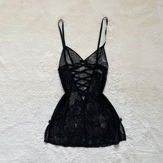 2007 strappy lace black mini