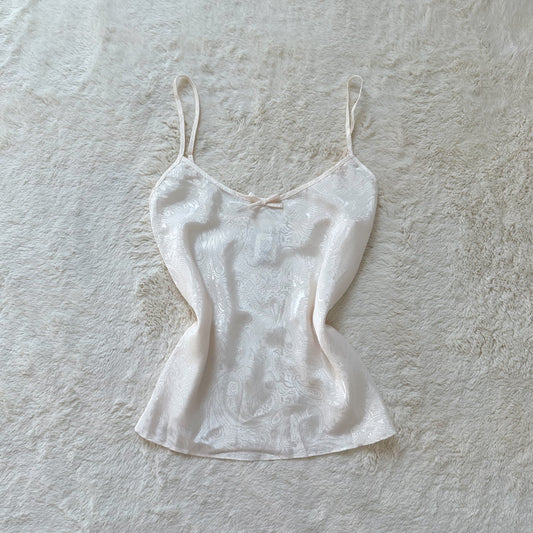 1990's ivory paisley satin camisole