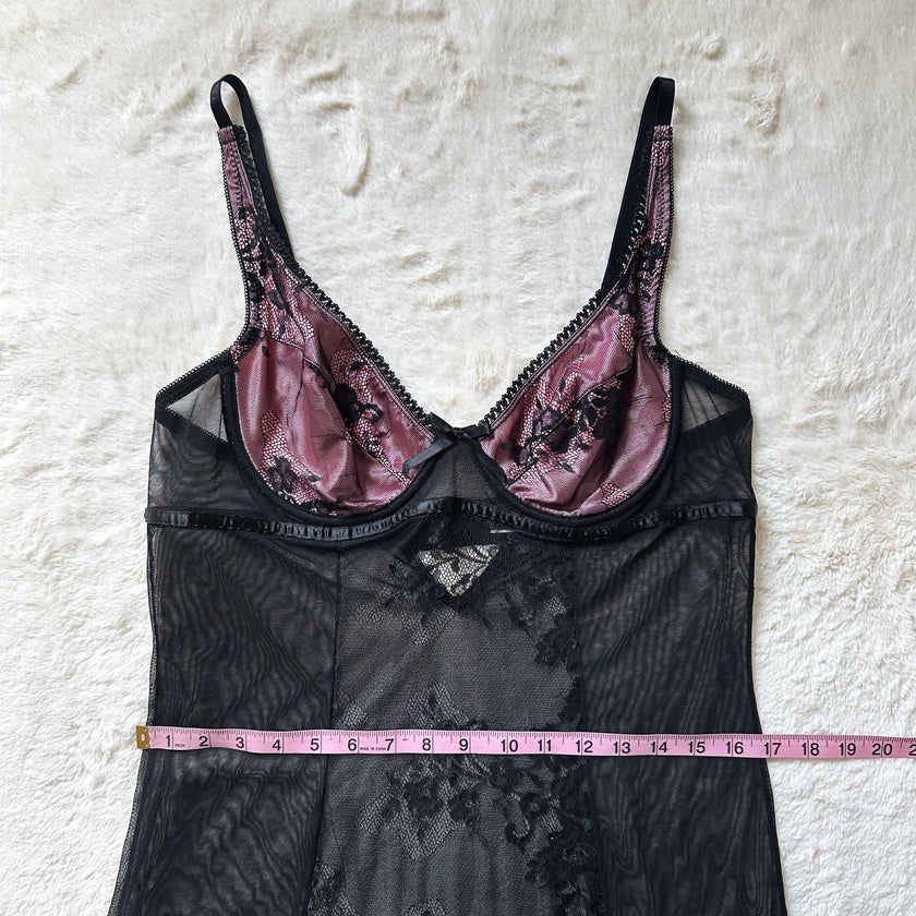 2000's velour petal slip dress