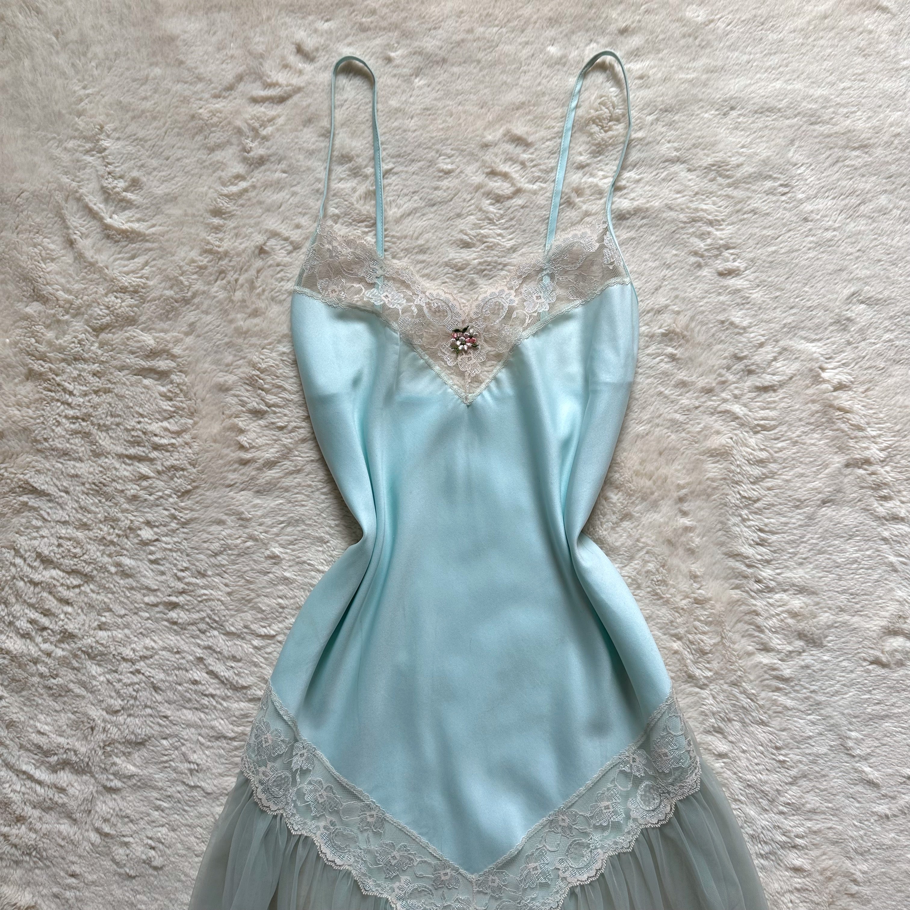 1980's mist petaline slip dress