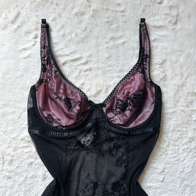 2000's velour petal slip dress