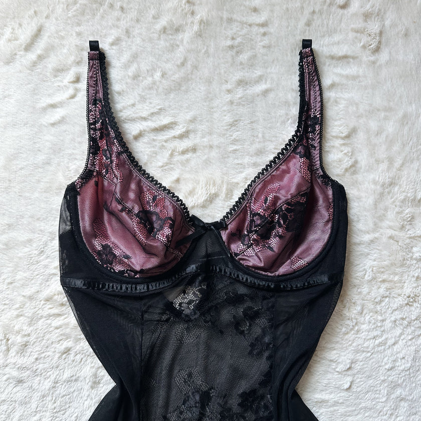 2000's velour petal slip dress