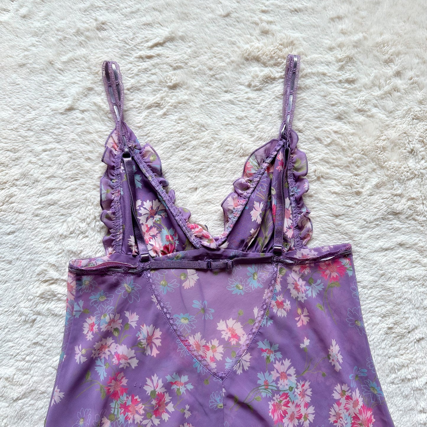 2004 lavender blossom babydoll slip dress