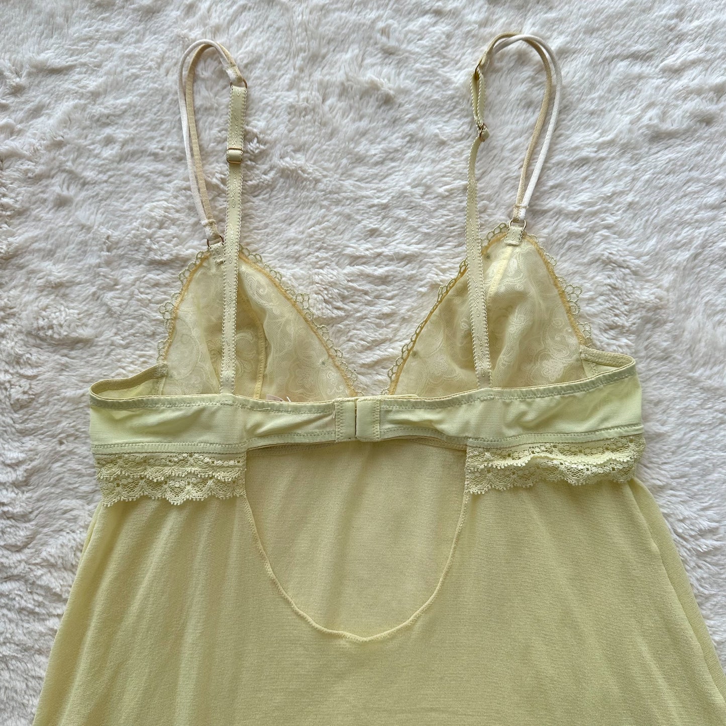 2007 chartreuse mesh mini slip dress