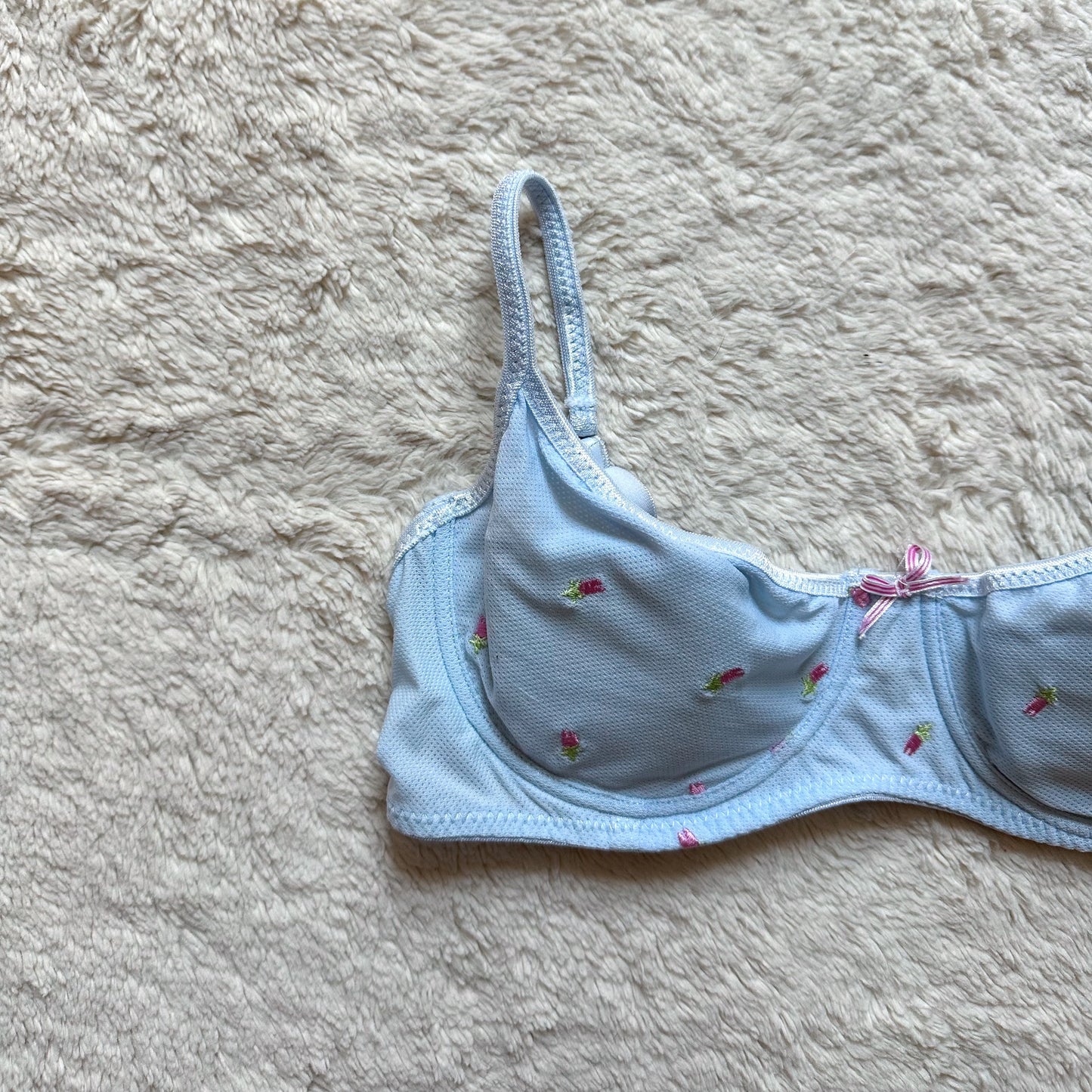 2000's blue floral embroidered bra