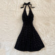 2000's midnight muse halter dress